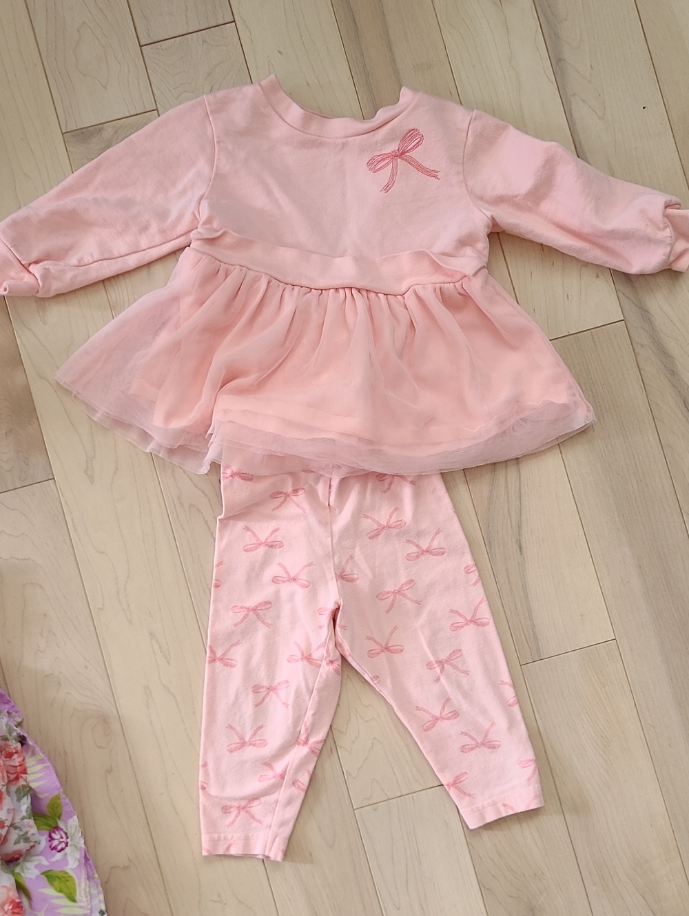 Carter's Pink Bow Tulle Top and Legging Set